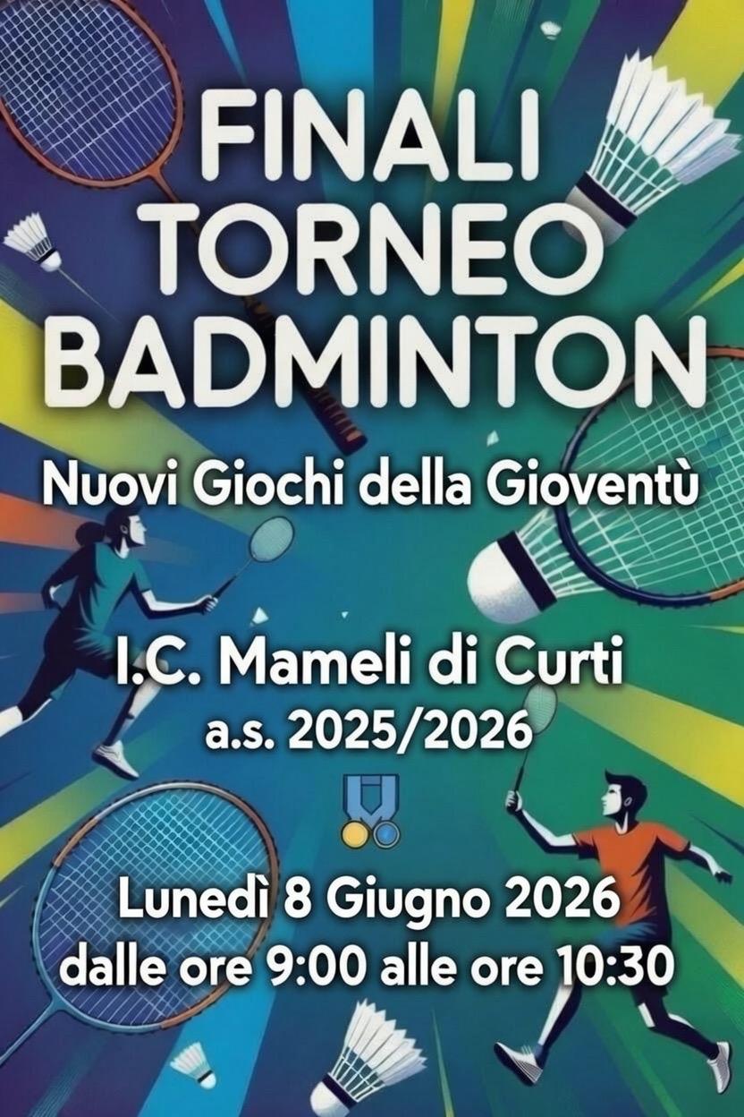 FINALI TORNEO BADMINTON - LUNEDI' 08 GIUGNO 2026